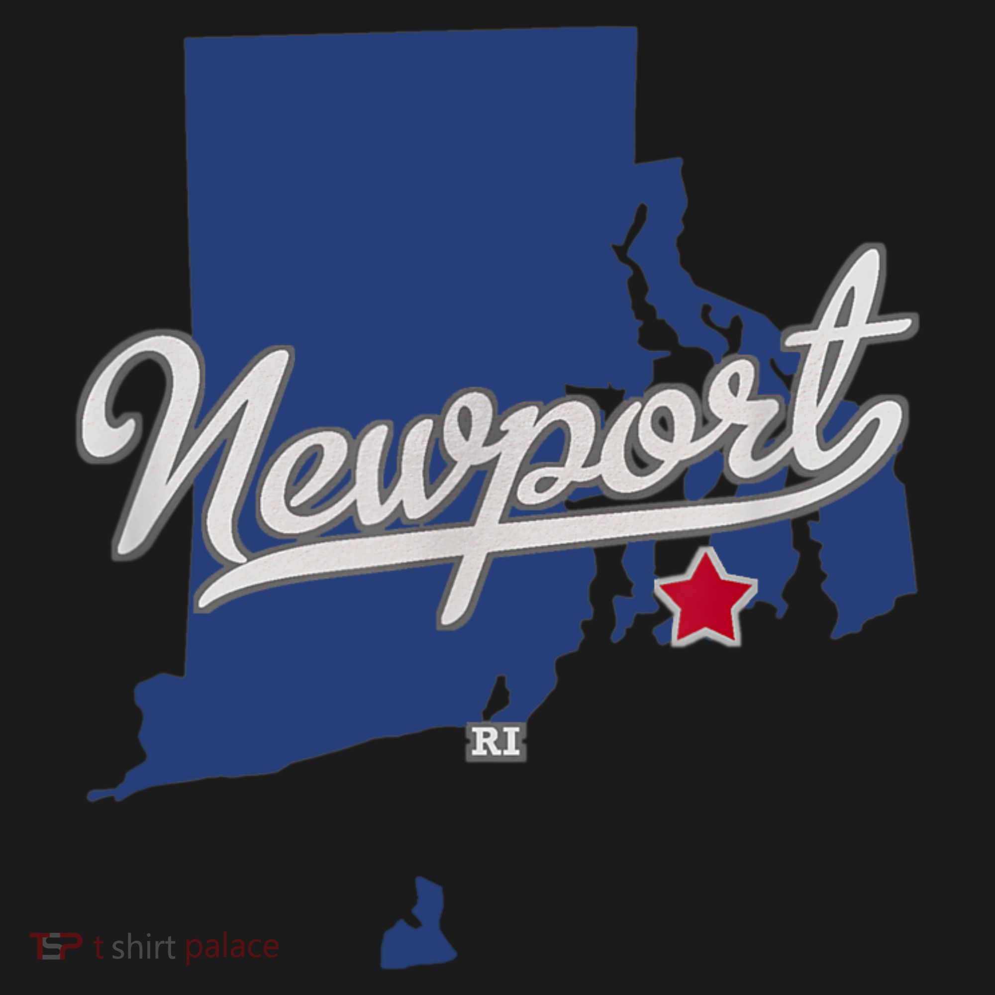 Newport Rhode Island RI Map USA-Made Doggie Bandana