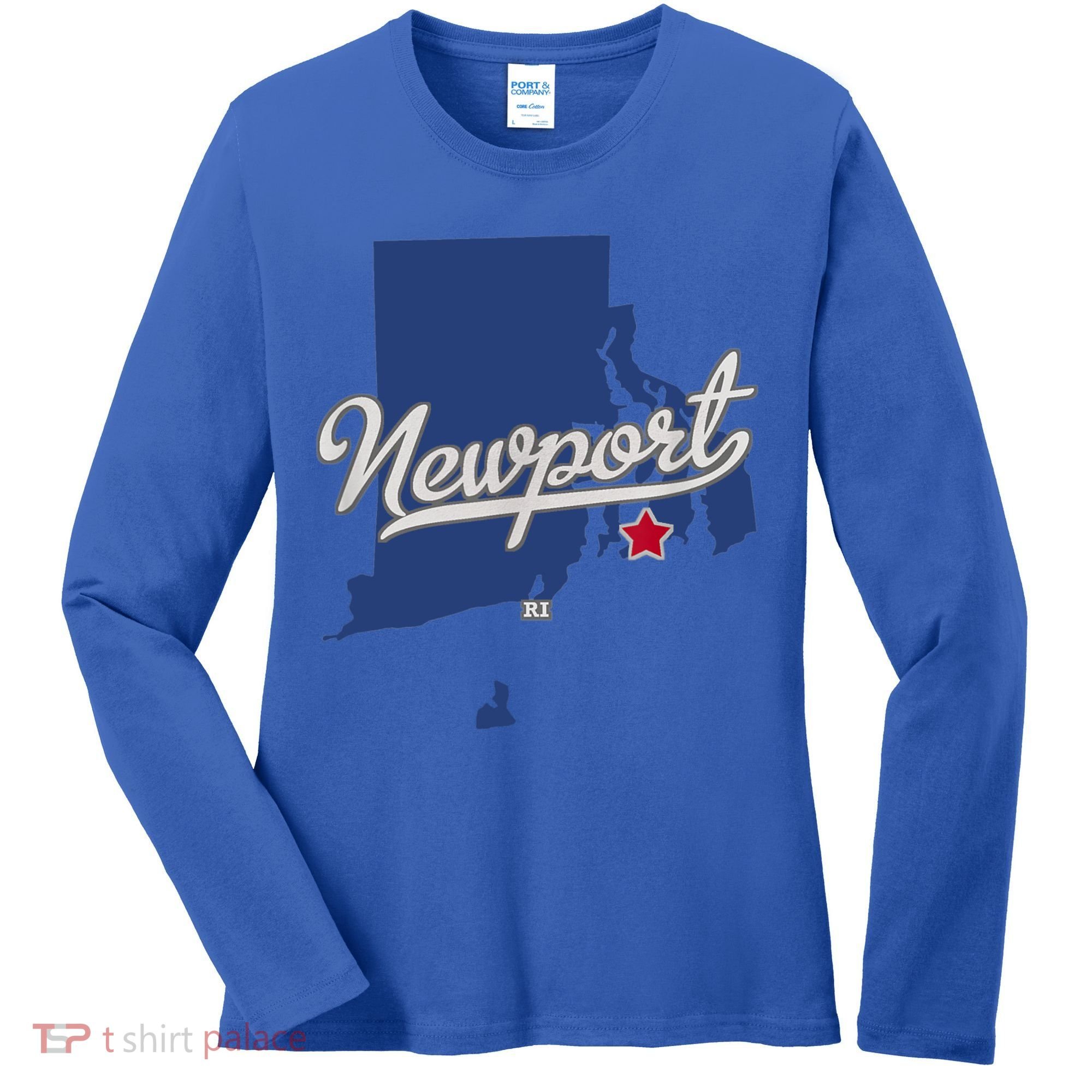 Newport Rhode Island RI Map Women's Long Sleeve Shirt