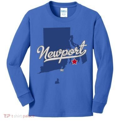 Newport Rhode Island RI Map Kids Long Sleeve Shirt
