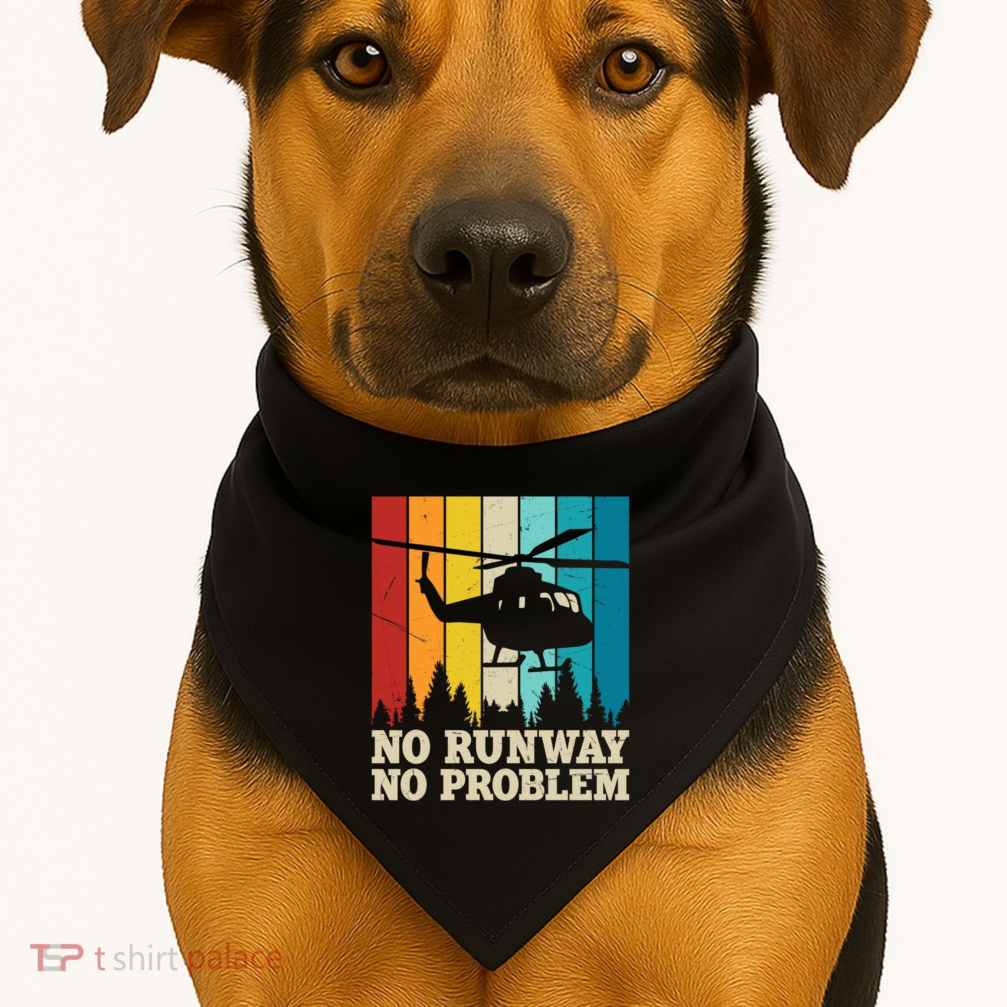 No Runway No Problem Helicopter Pilot USA-Made Doggie Bandana