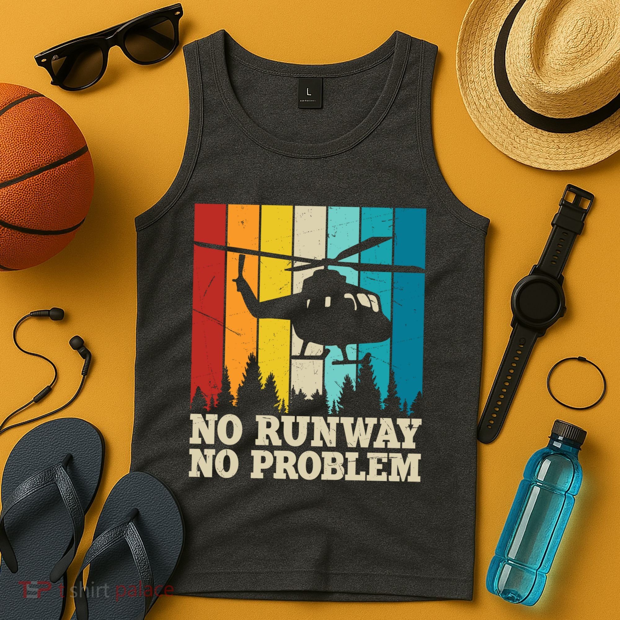 No Runway No Problem Helicopter Pilot Tank Top