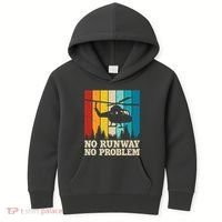No Runway No Problem Helicopter Pilot Kids Hoodie thumb 0
