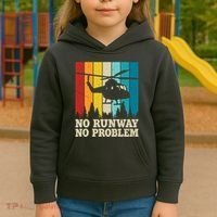 No Runway No Problem Helicopter Pilot Kids Hoodie thumb 3