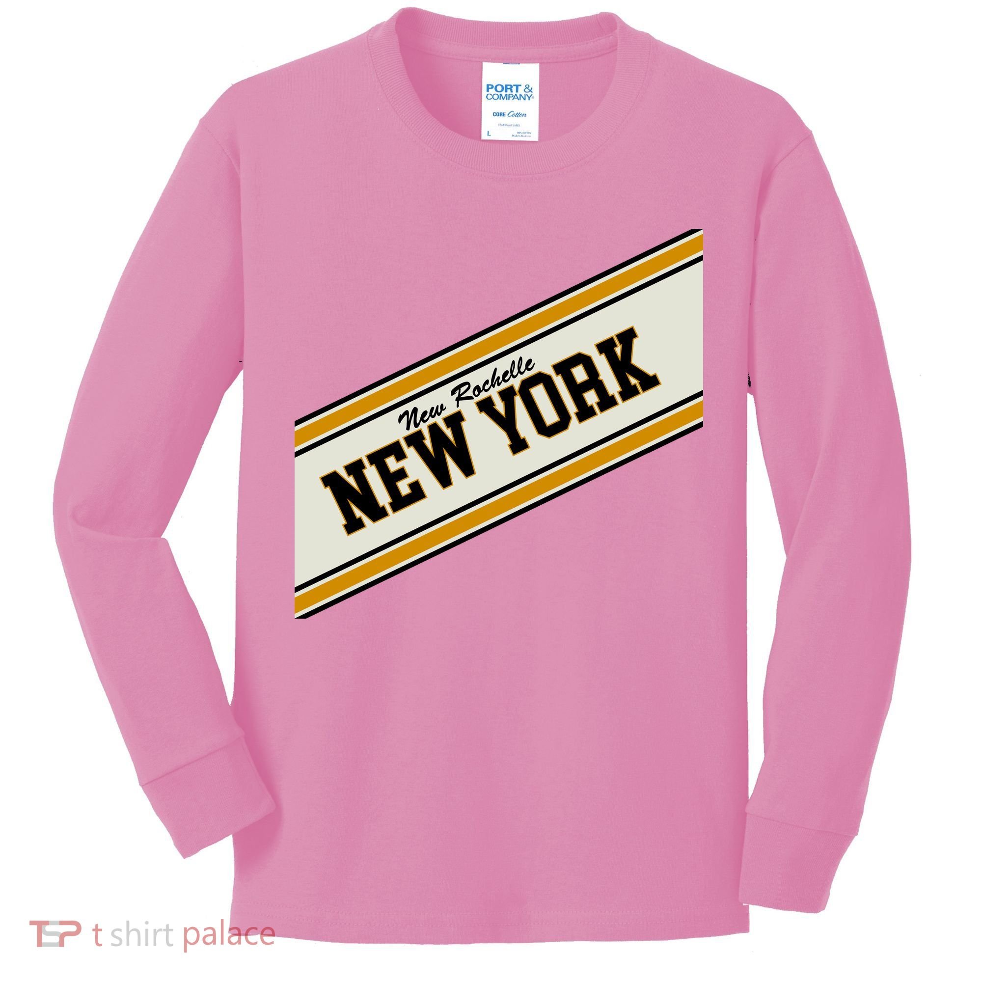 New Rochelle New York Varsity Logo Kids Long Sleeve Shirt