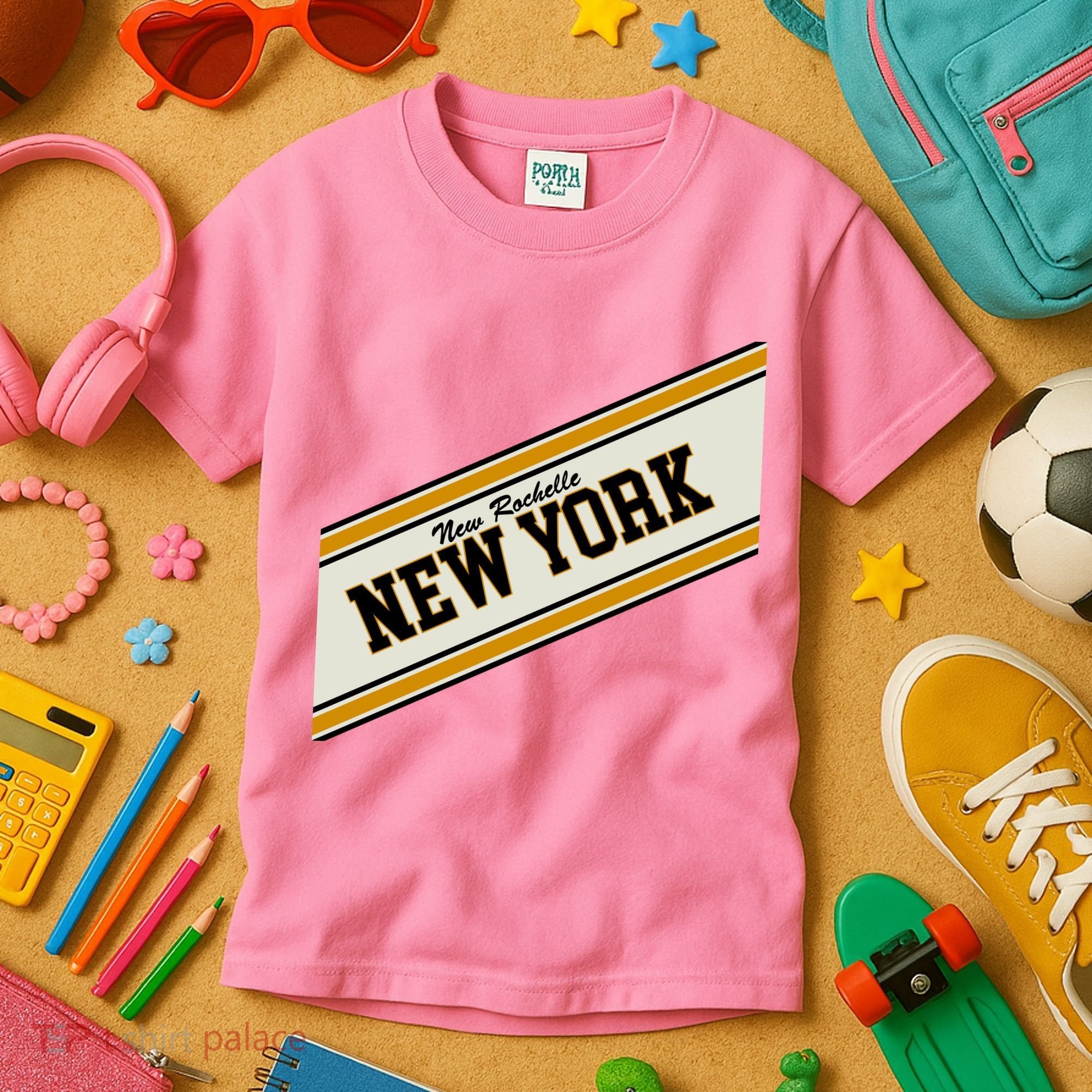 New Rochelle New York Varsity Logo Kids T-Shirt