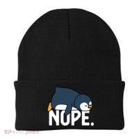  Nope Relaxed Not Today Funny Lazy Penguin Meme Beanie thumb 0