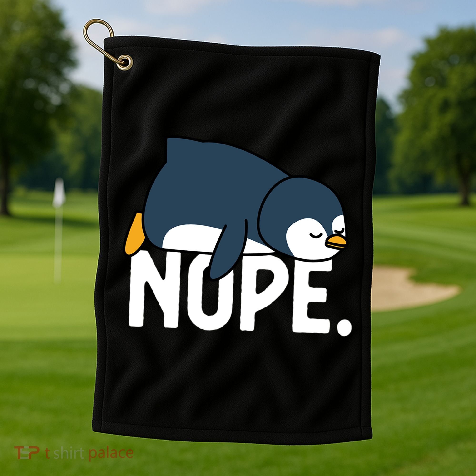  Nope Relaxed Not Today Funny Lazy Penguin Meme Golf Towel