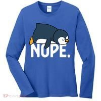  Nope Relaxed Not Today Funny Lazy Penguin Meme Women's Long Sleeve Shirt thumb 0