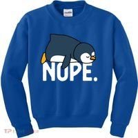  Nope Relaxed Not Today Funny Lazy Penguin Meme Kids Sweatshirt thumb 0
