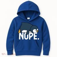  Nope Relaxed Not Today Funny Lazy Penguin Meme Kids Hoodie thumb 0