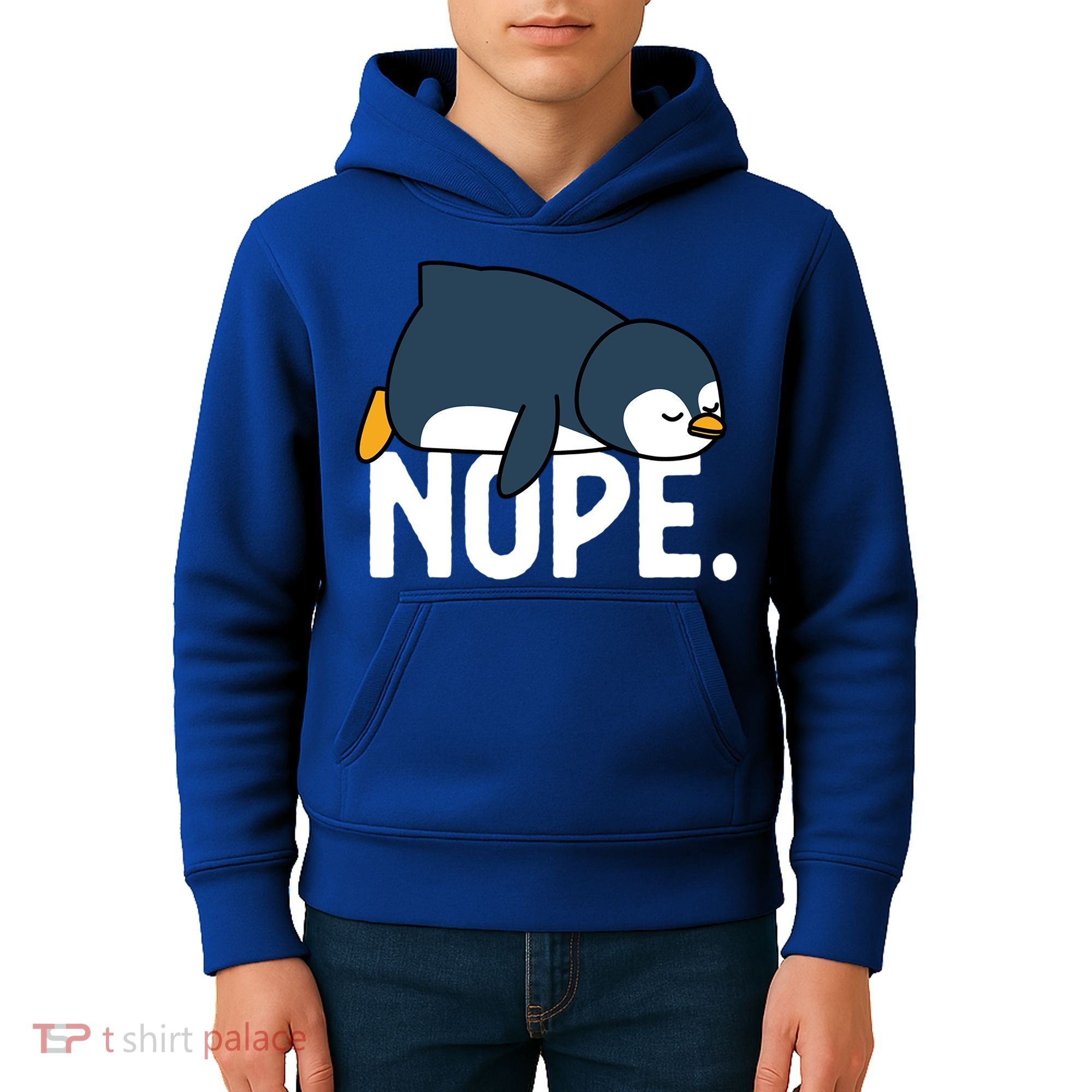  Nope Relaxed Not Today Funny Lazy Penguin Meme Kids Hoodie