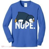  Nope Relaxed Not Today Funny Lazy Penguin Meme Kids Long Sleeve Shirt thumb 0