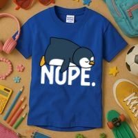  Nope Relaxed Not Today Funny Lazy Penguin Meme Kids T-Shirt thumb 3