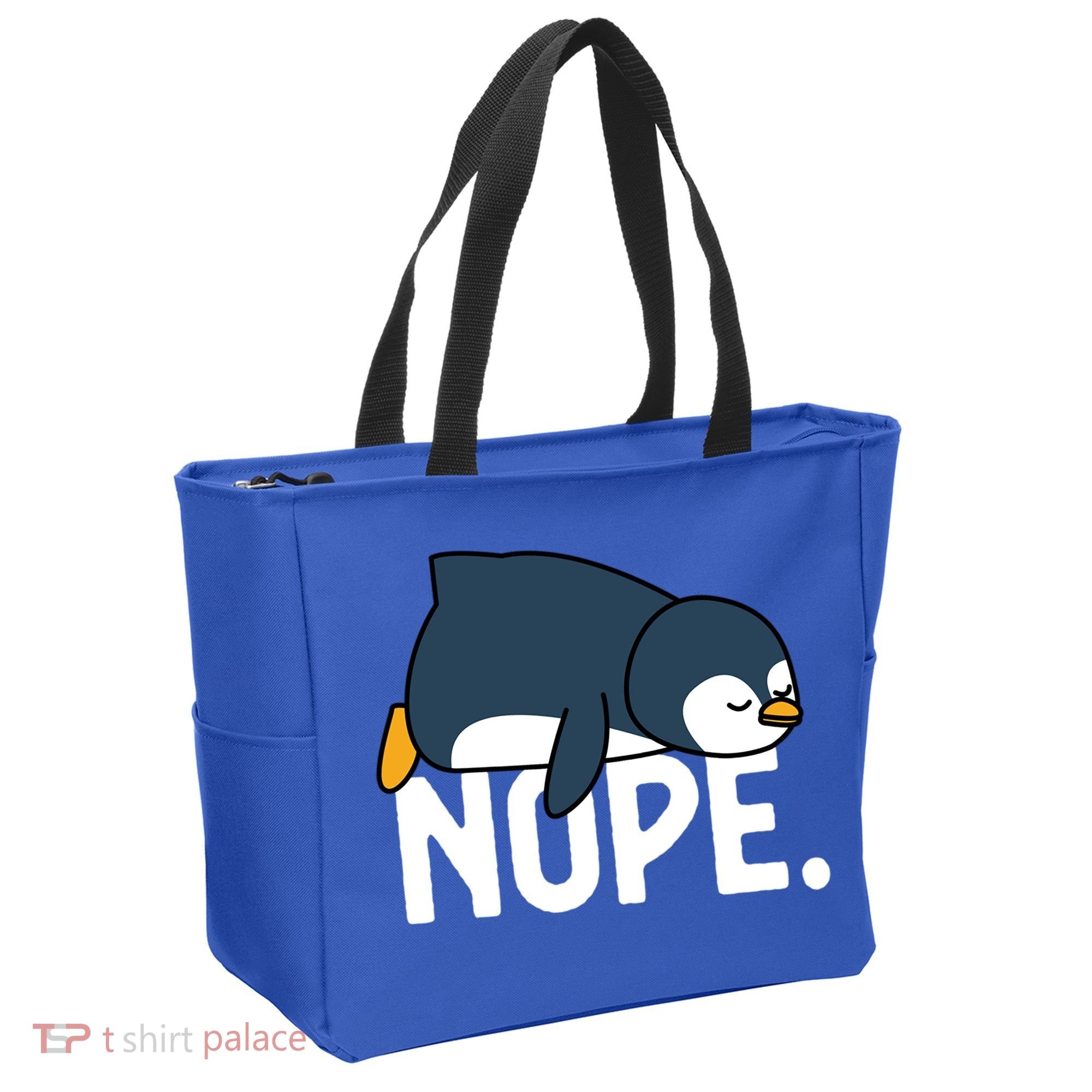  Nope Relaxed Not Today Funny Lazy Penguin Meme Tote Bag