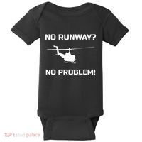 No Runway No Problem Funny Helicopter Pilot Baby Bodysuit thumb 0