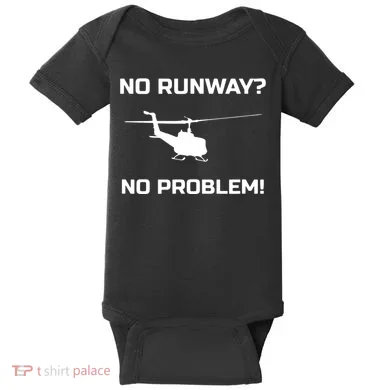 No Runway No Problem Funny Helicopter Pilot Baby Bodysuit