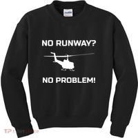 No Runway No Problem Funny Helicopter Pilot Kids Sweatshirt thumb 0