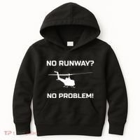 No Runway No Problem Funny Helicopter Pilot Kids Hoodie thumb 0