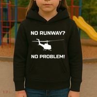 No Runway No Problem Funny Helicopter Pilot Kids Hoodie thumb 3