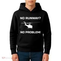 No Runway No Problem Funny Helicopter Pilot Kids Hoodie thumb 4