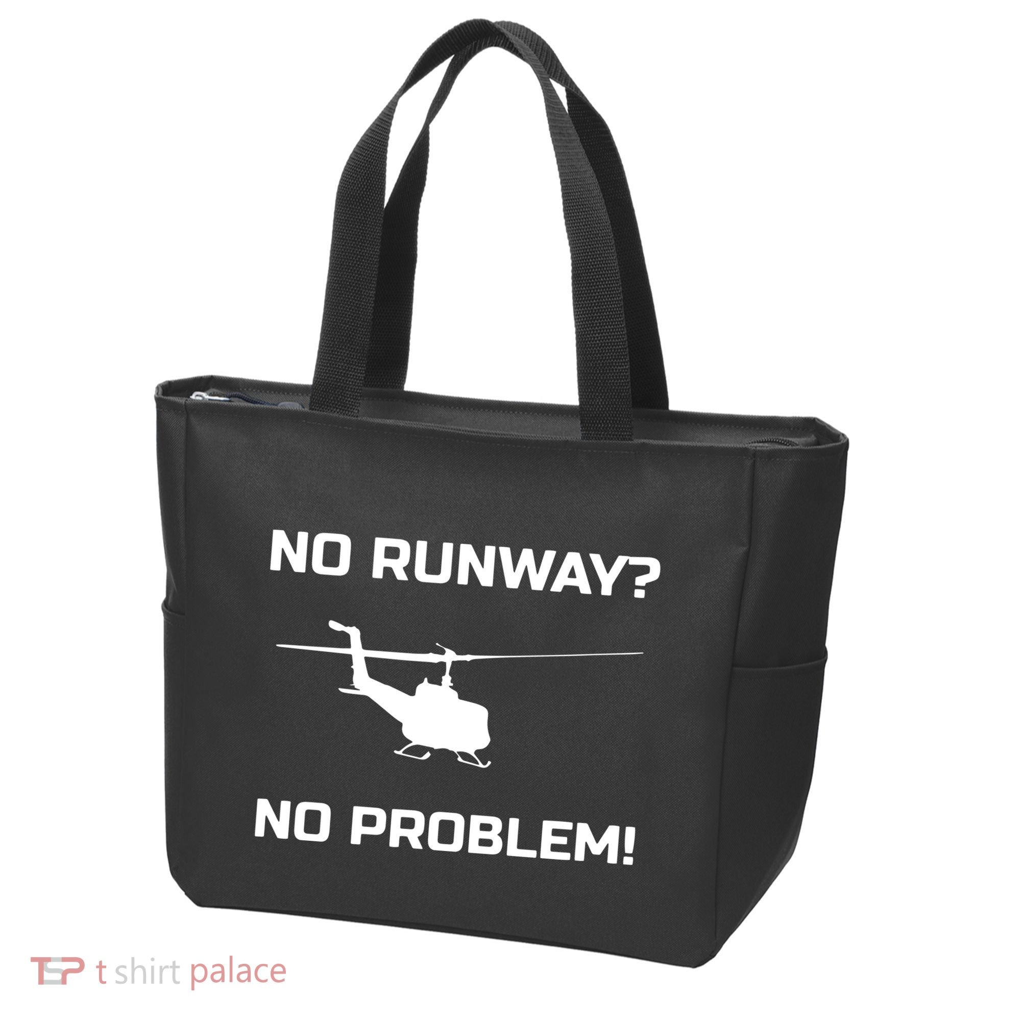 No Runway No Problem Funny Helicopter Pilot Tote Bag