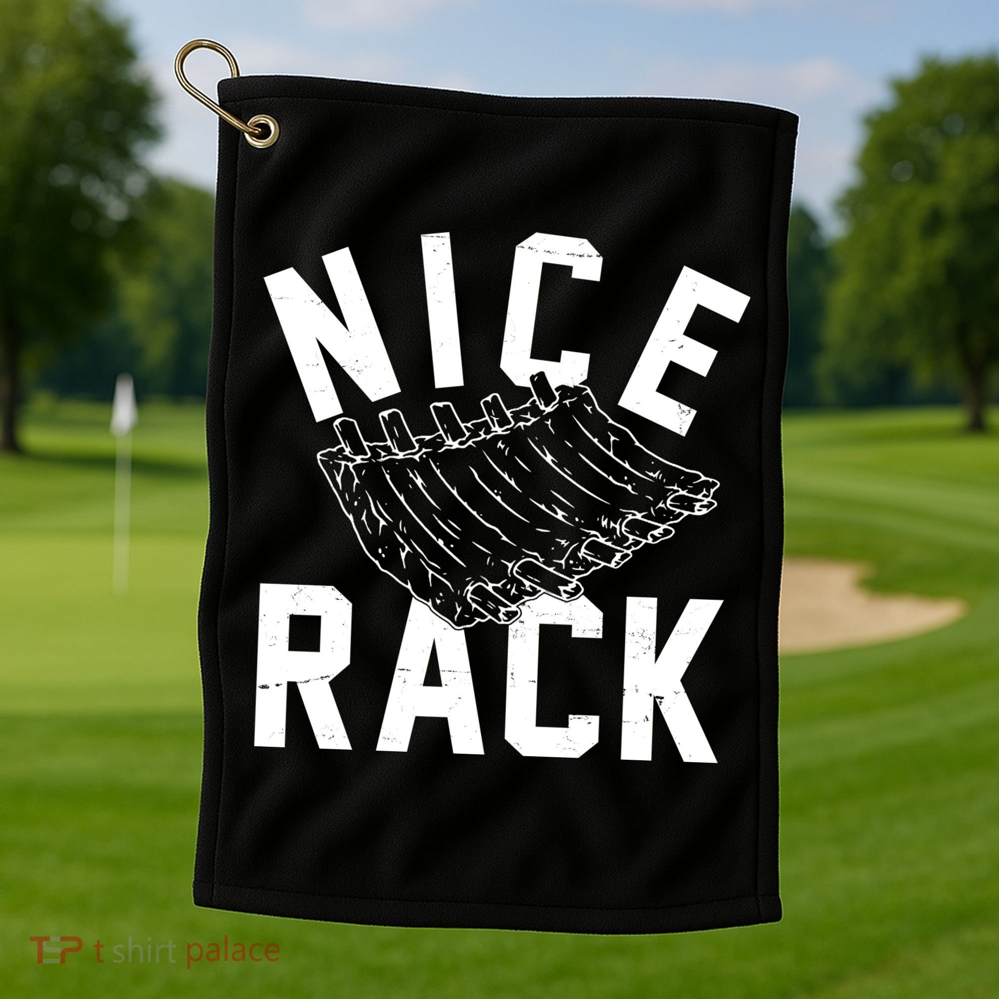 Nice Rack Ribs Bbq Lover Funny Golf Towel