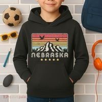 Nebraska . Retro Style Ne Usa Kids Hoodie thumb 2