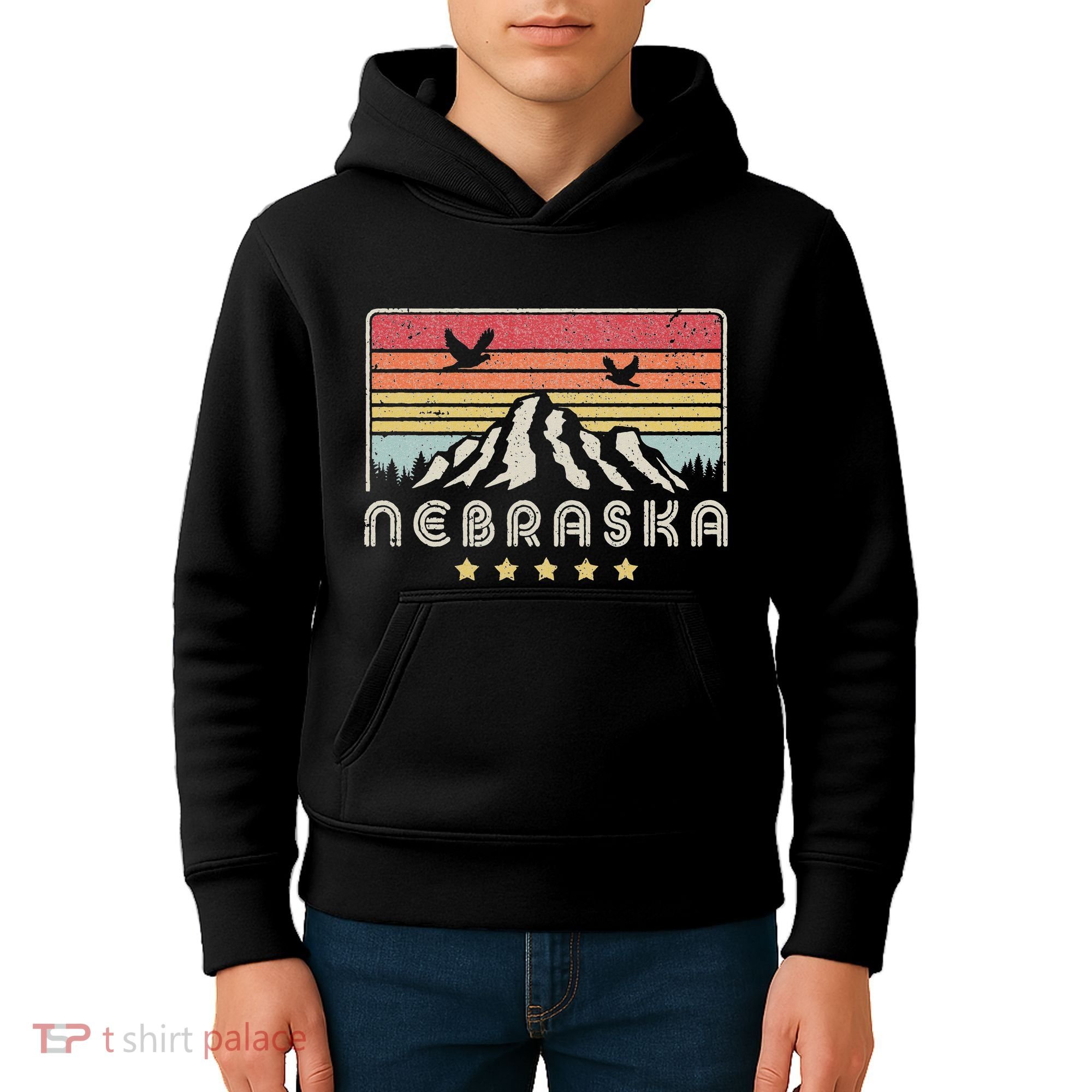 Nebraska . Retro Style Ne Usa Kids Hoodie