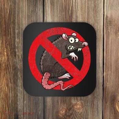 No Rats Union Pest Control Rat Sign Gag No Rats Allowed Coaster