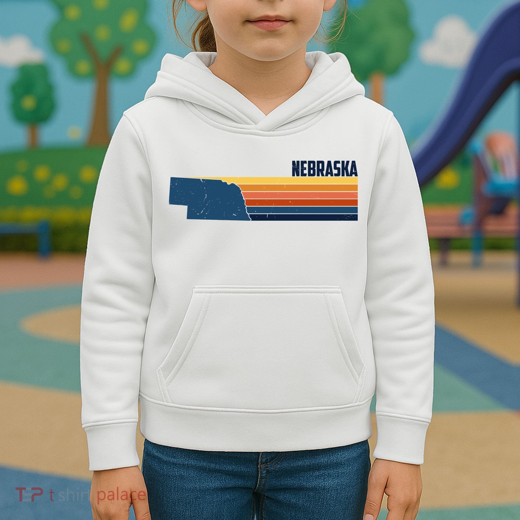 Nebraska Retro United States Kids Hoodie