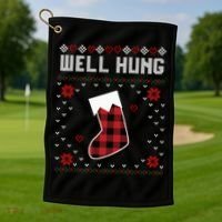 Nice Rack Well Hung Ugly Sweater Fun Couples Christmas Gift Golf Towel thumb 1