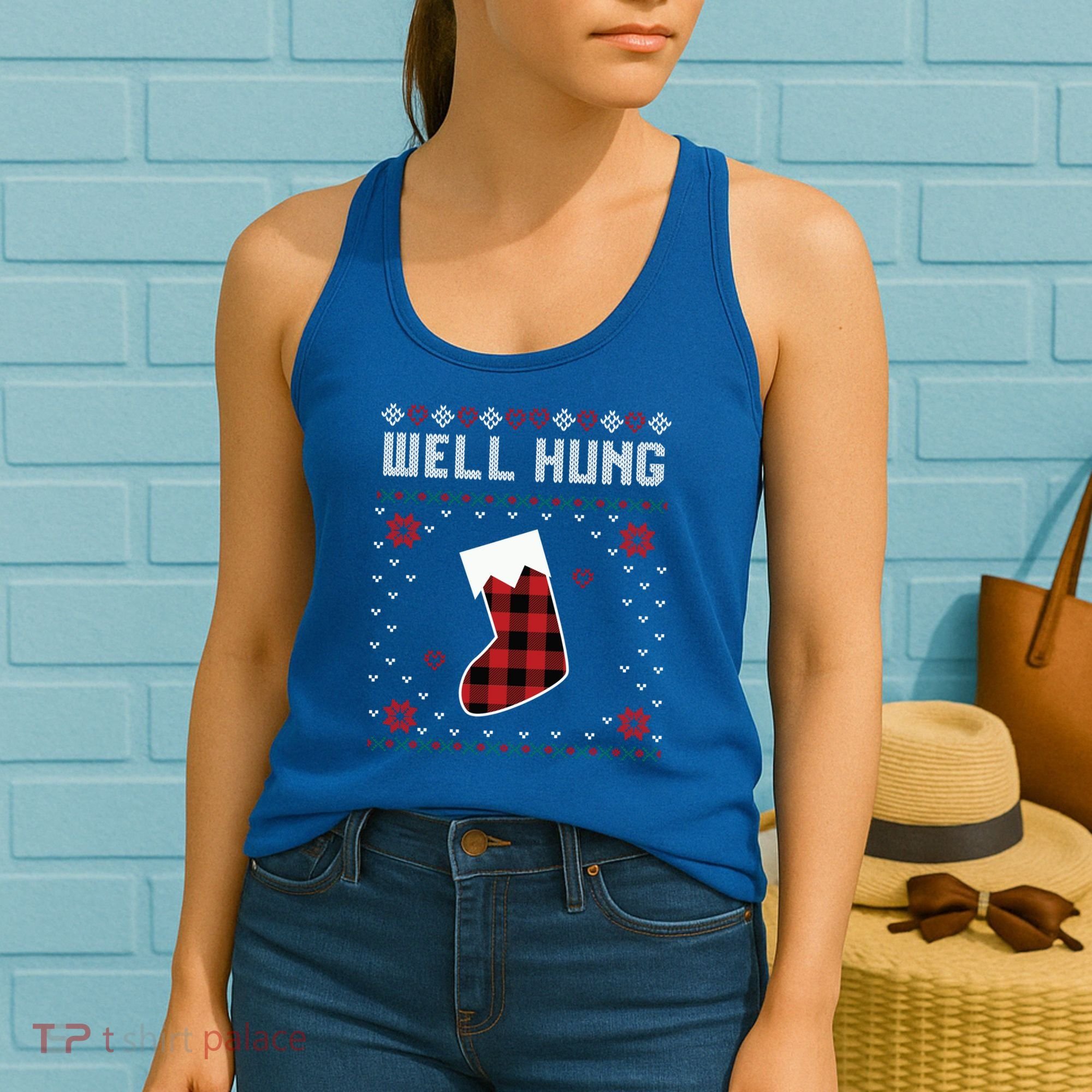Nice Rack Well Hung Ugly Sweater Fun Couples Christmas Gift Women's Tank Top