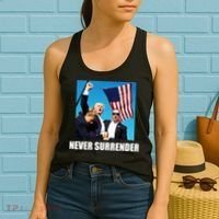Never Surrender 2024 Take America Back Pennsylvania Rally Shooting Women's Tank Top thumb 2