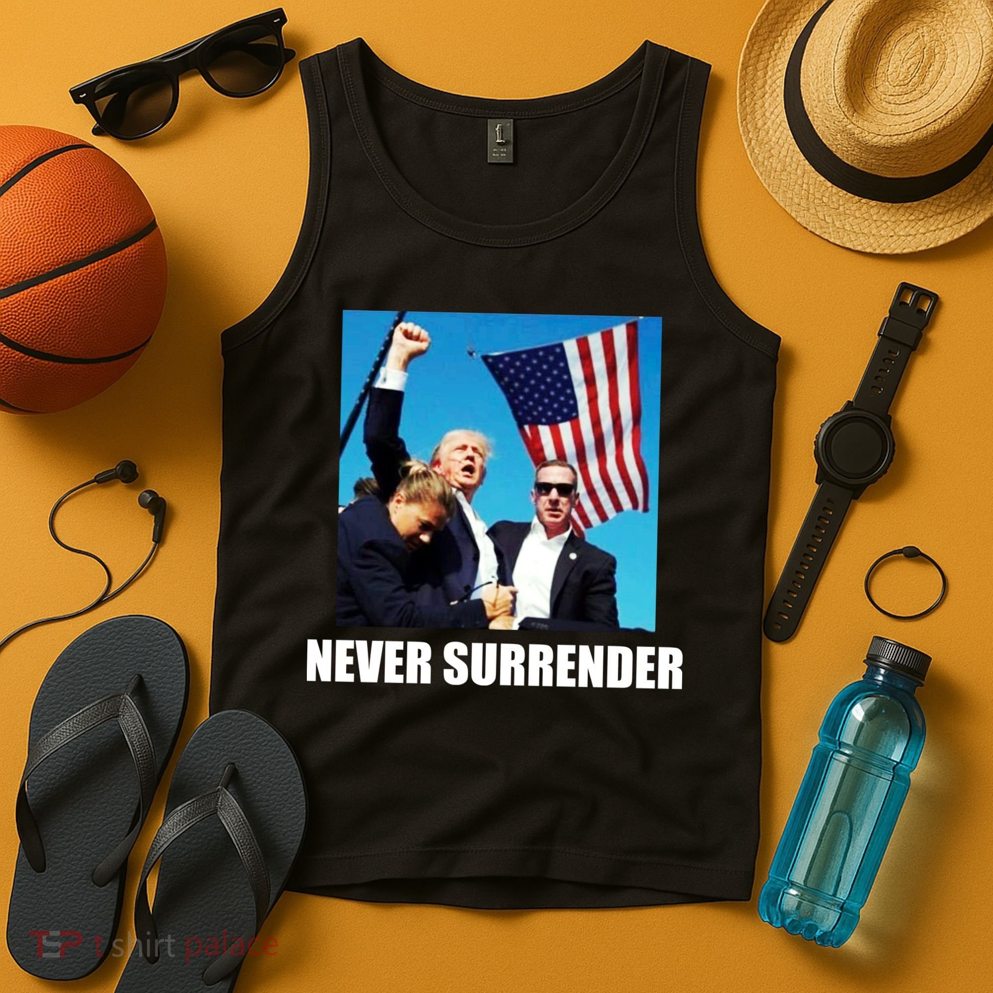 Never Surrender 2024 Take America Back Pennsylvania Rally Shooting Tank Top