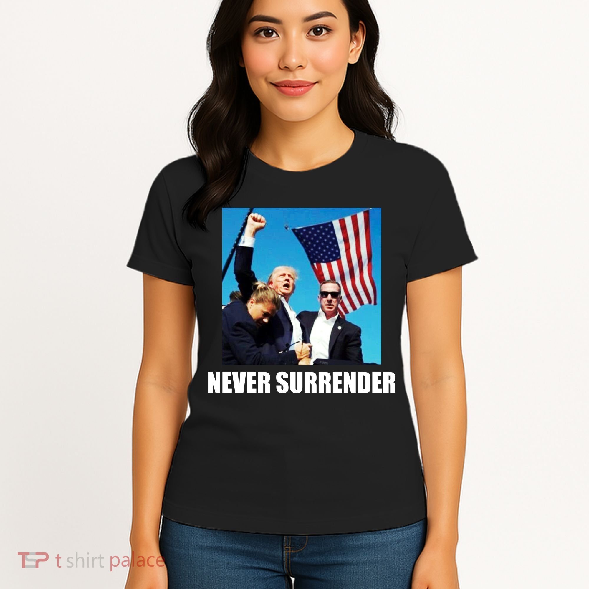 Never Surrender 2024 Take America Back Pennsylvania Rally Shooting Women's T-Shirt