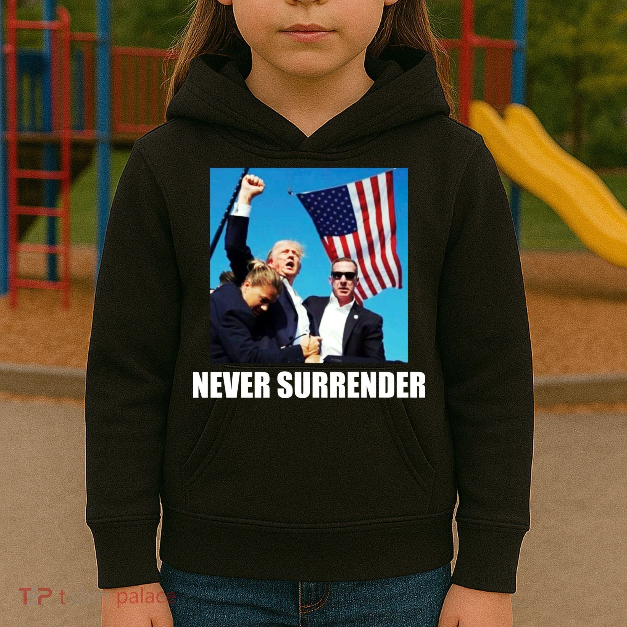 Never Surrender 2024 Take America Back Pennsylvania Rally Shooting Kids Hoodie