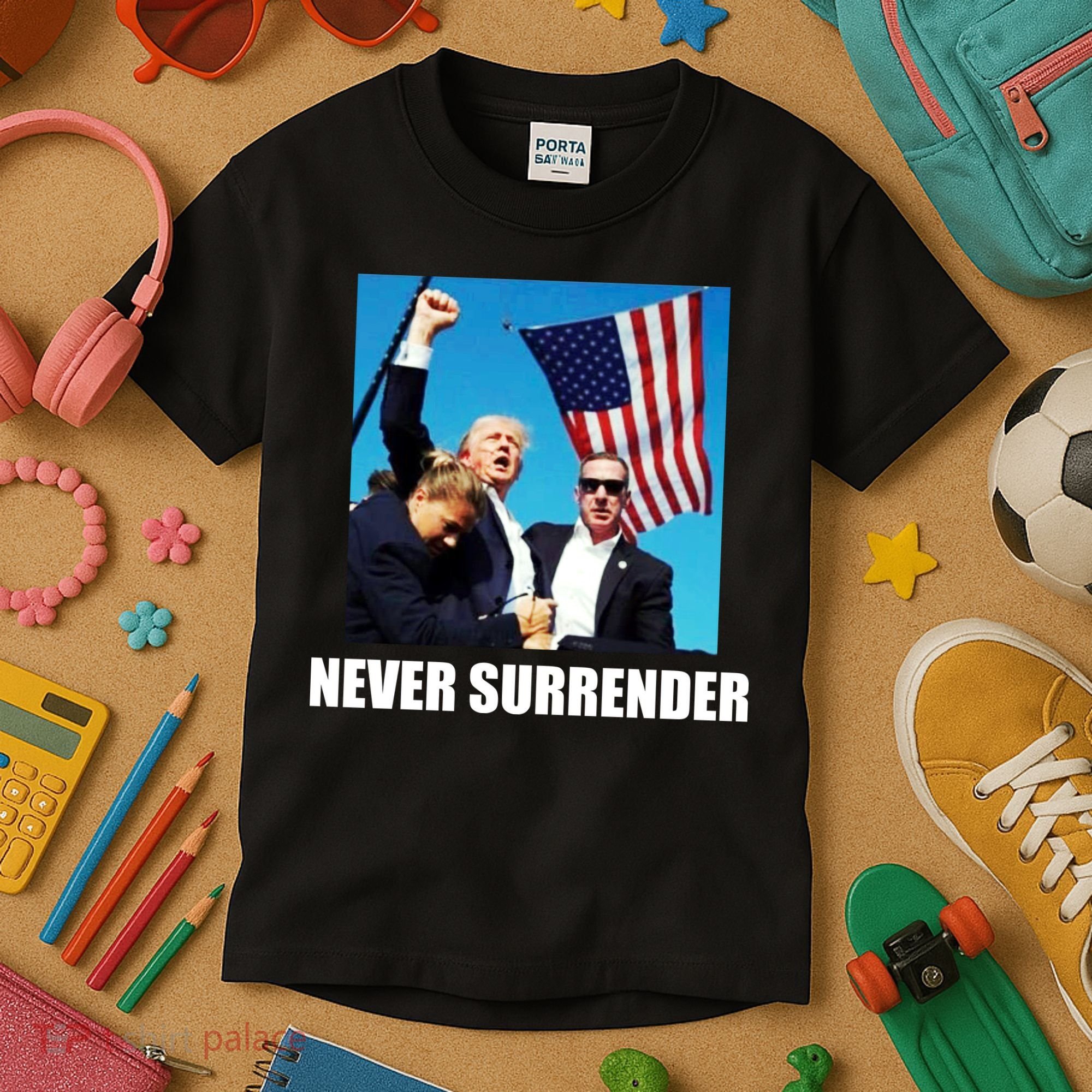 Never Surrender 2024 Take America Back Pennsylvania Rally Shooting Kids T-Shirt