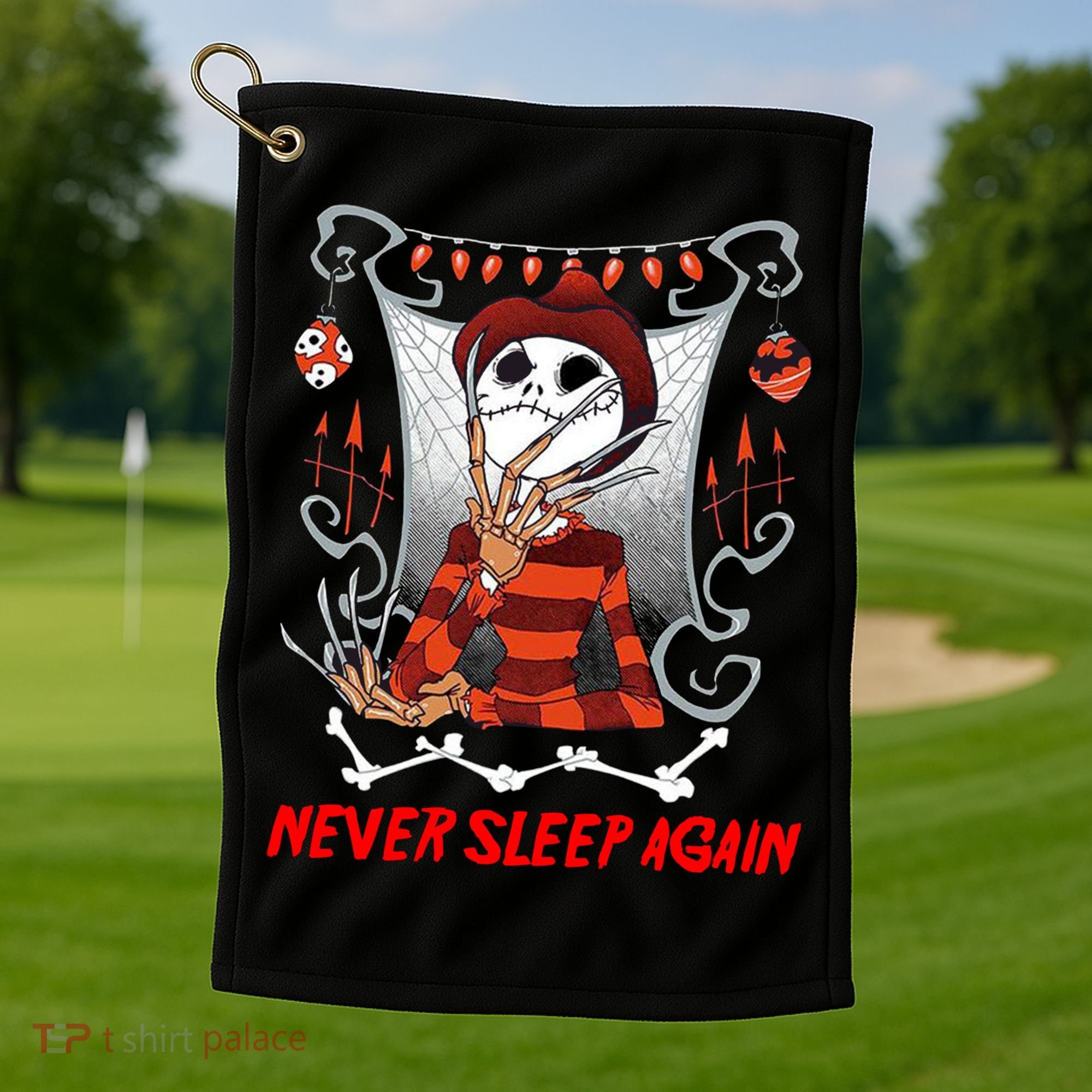 Never Sleep Again Scary Horror Nightmare Halloween Costume Golf Towel