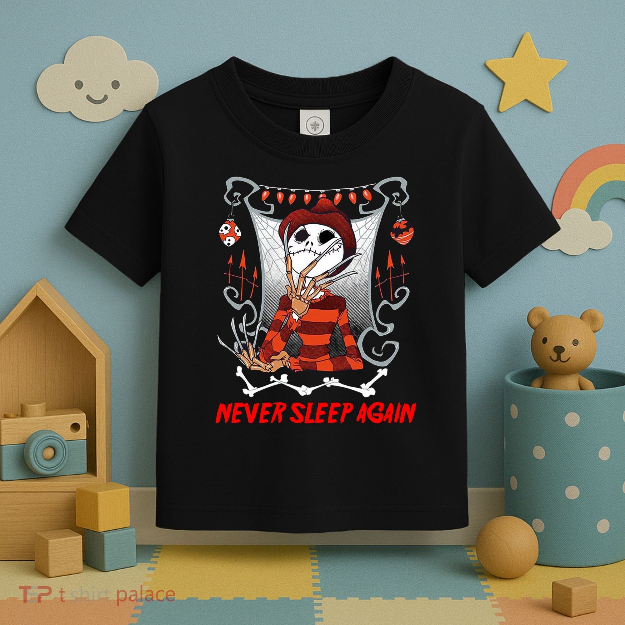 Never Sleep Again Scary Horror Nightmare Halloween Costume Toddler T-Shirt