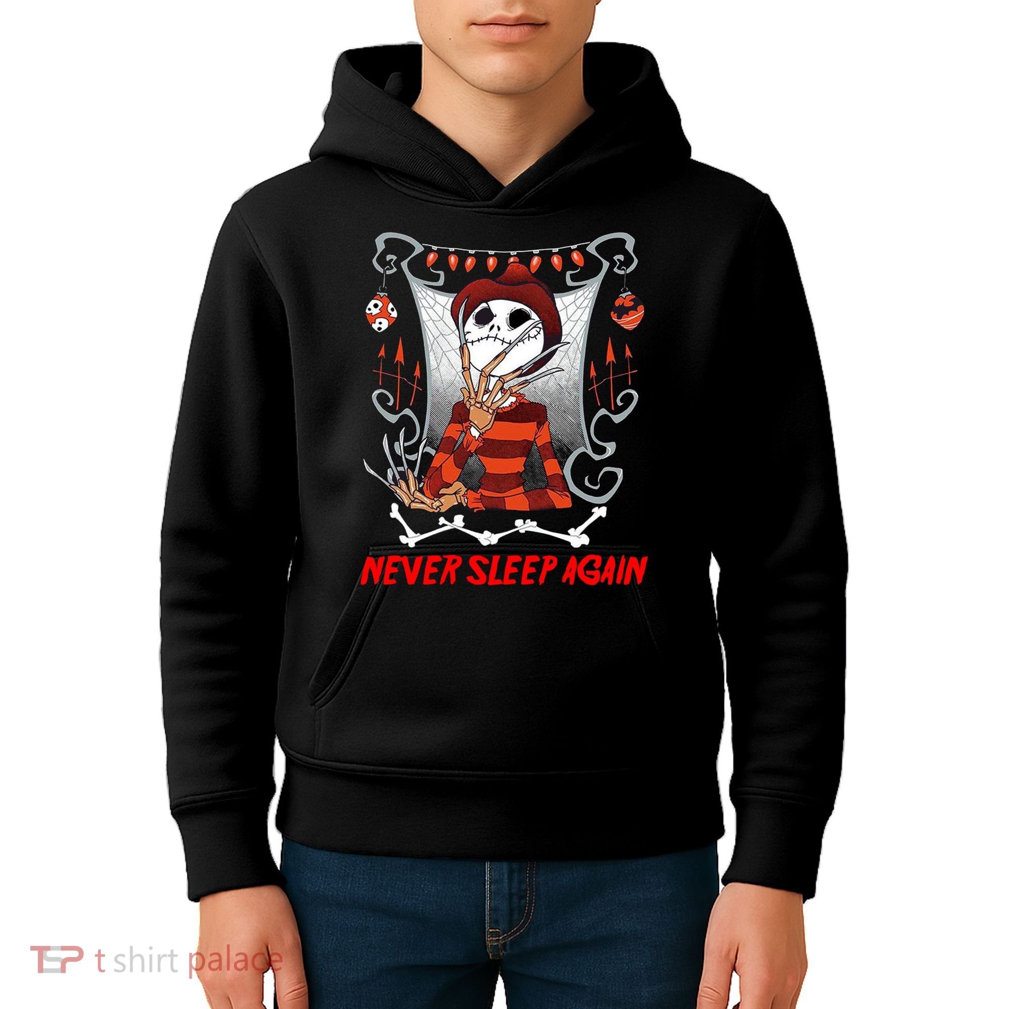 Never Sleep Again Scary Horror Nightmare Halloween Costume Kids Hoodie
