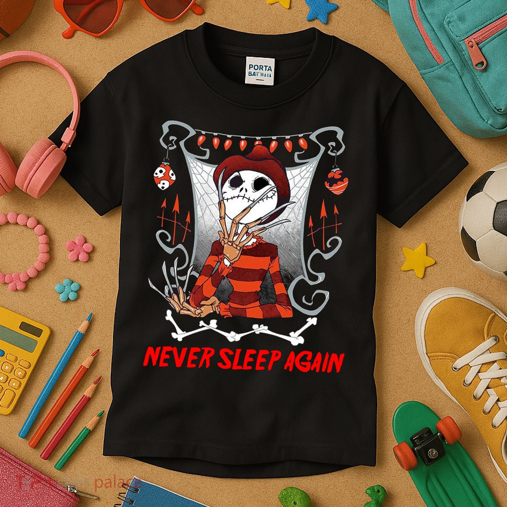 Never Sleep Again Scary Horror Nightmare Halloween Costume Kids T-Shirt
