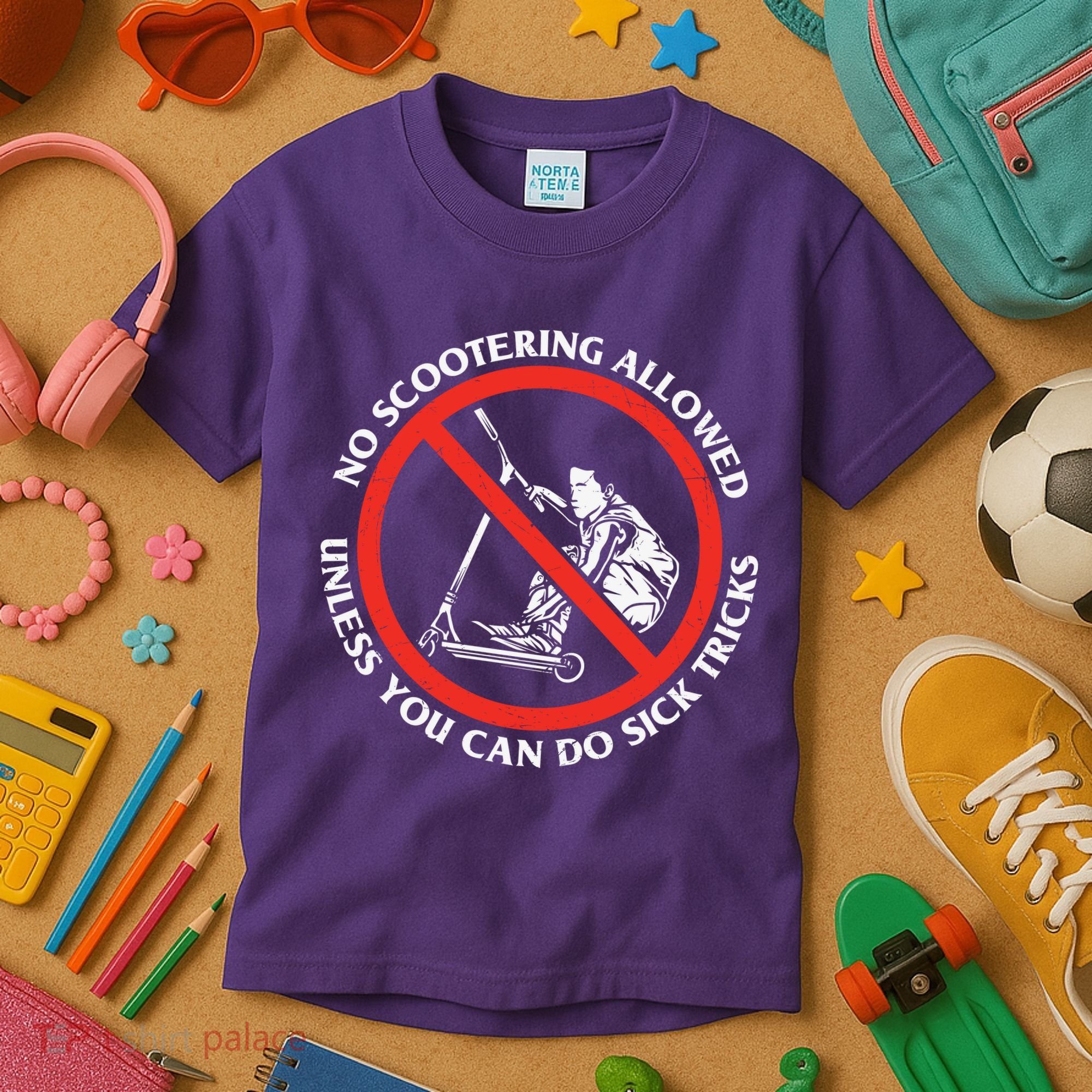 No Scootering Allowed Unless You Can Do Sick Tricks Scooter Plus Size Shirts Kids T-Shirt