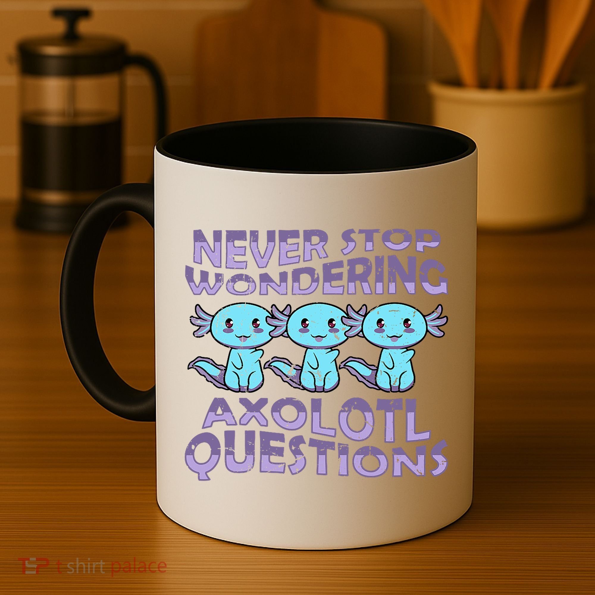 Never Stops A Wondering Axolotl Questions Funny Teacher  Coffee Mug