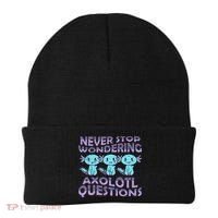 Never Stops A Wondering Axolotl Questions Funny Teacher  Beanie thumb 0