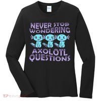 Never Stops A Wondering Axolotl Questions Funny Teacher  Women's Long Sleeve Shirt thumb 0