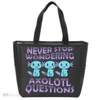 Never Stops A Wondering Axolotl Questions Funny Teacher  Tote Bag thumb 0