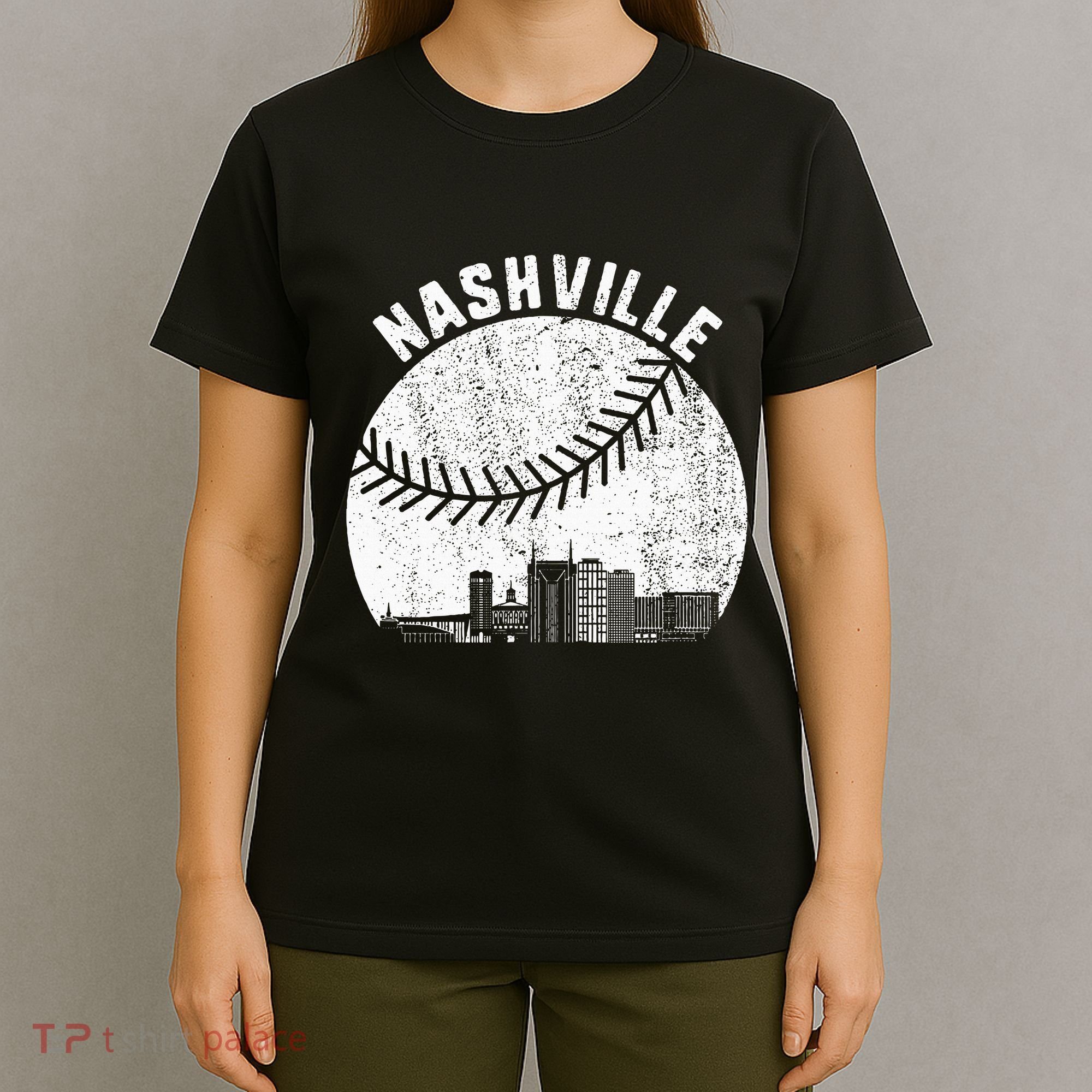 Nashville Skyline Baseball Fan Vintage Nashville Baseball T-Shirt