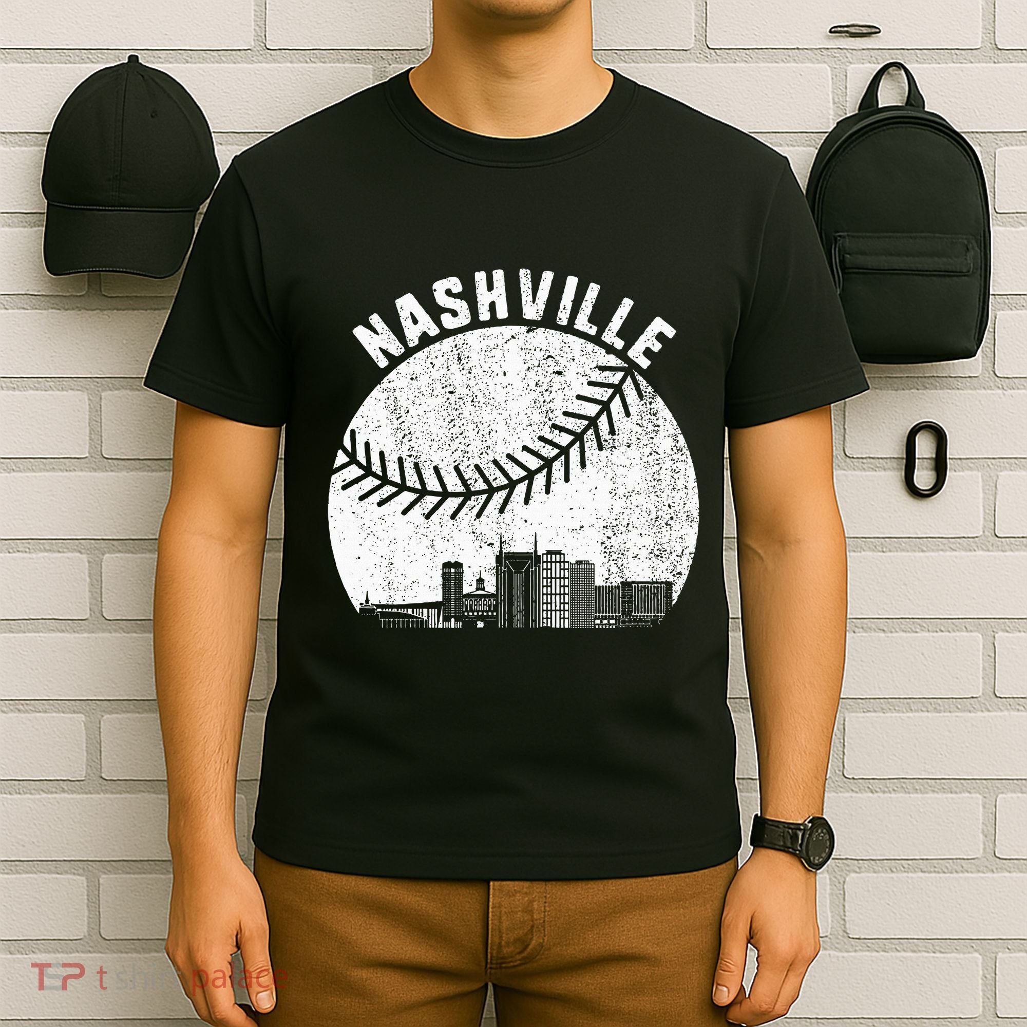 Nashville Skyline Baseball Fan Vintage Nashville Baseball T-Shirt