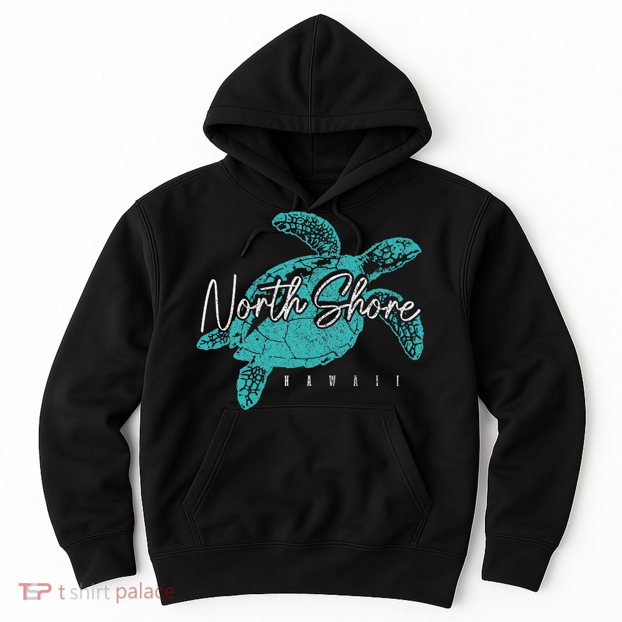 North Shore Beach Hawaii Surfer Diving Hawaiian Sea Turtle Hoodie