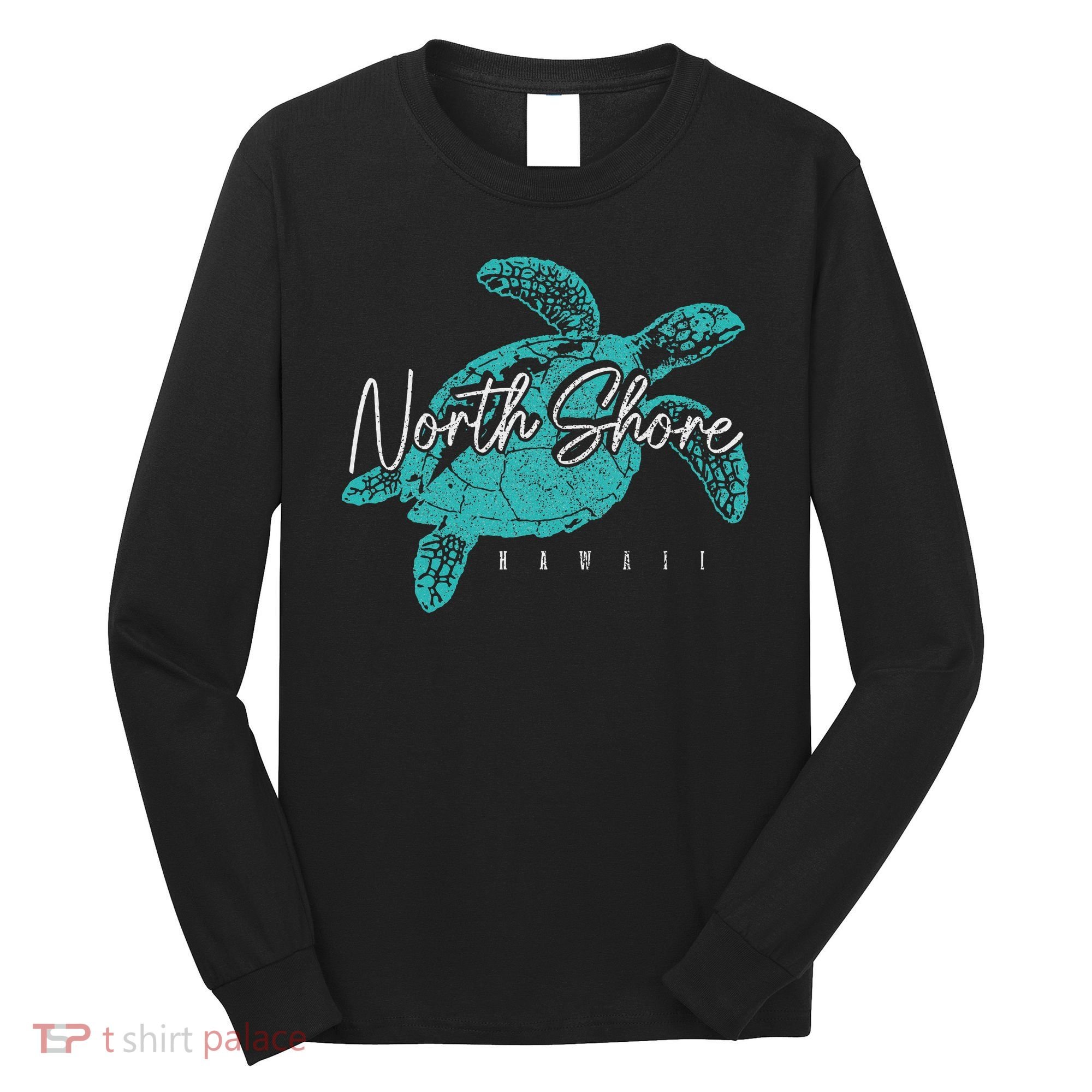 North Shore Beach Hawaii Surfer Diving Hawaiian Sea Turtle Long Sleeve Shirt
